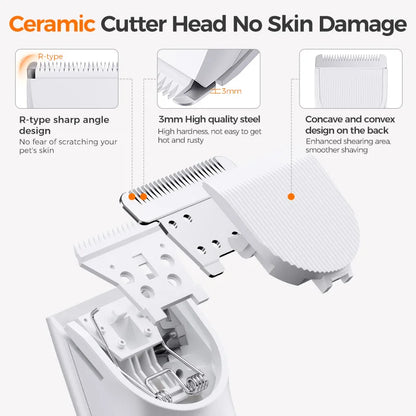 ROJECO Electric Pet Trimmer 4 in 1 Professional Grooming Kit for Dog Cat Hair Multifunctional Dog Trimmer Haircut Shaver Clipper