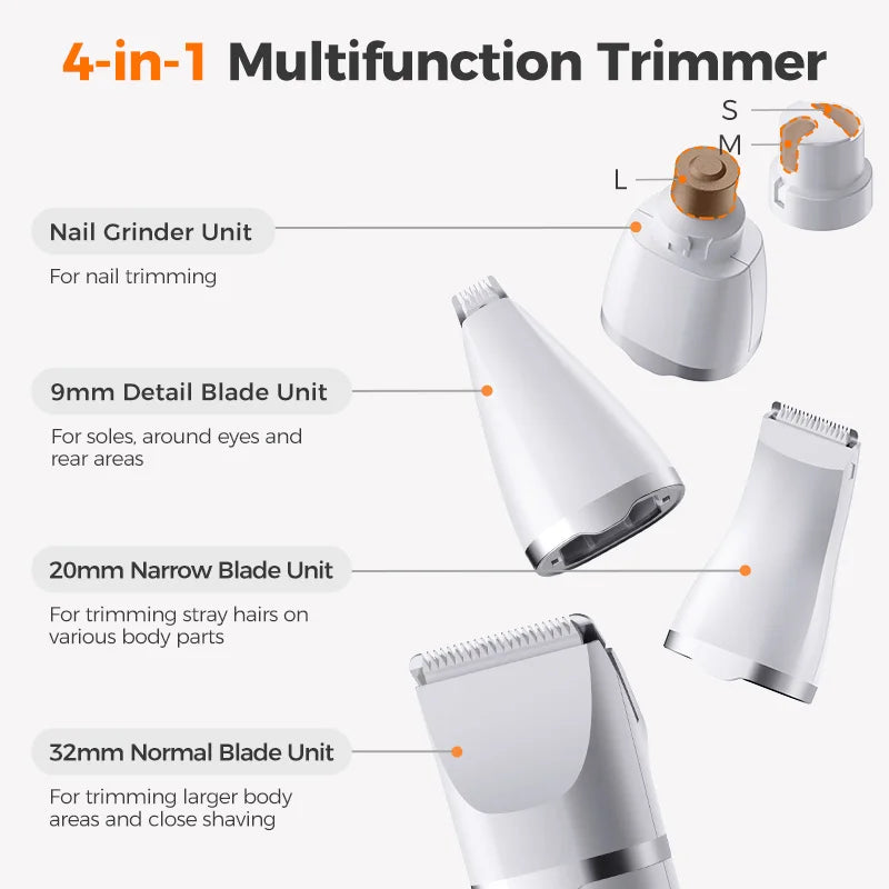 ROJECO Electric Pet Trimmer 4 in 1 Professional Grooming Kit for Dog Cat Hair Multifunctional Dog Trimmer Haircut Shaver Clipper