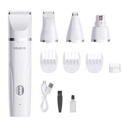 ROJECO Electric Pet Trimmer 4 in 1 Professional Grooming Kit for Dog Cat Hair Multifunctional Dog Trimmer Haircut Shaver Clipper