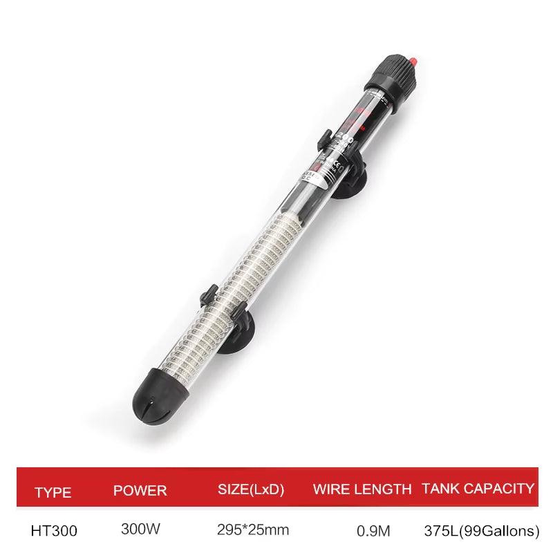 110V-220V Adjustable Temperature Thermostat Heater Rod 25W/ 50W/ 100W/ 200W/ 300W Submersible Aquarium Fish Tank Water Heat